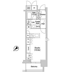 コンフォリア北参道 11階ワンルームの間取り