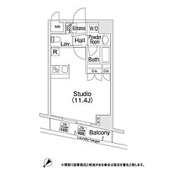 コンフォリア池尻 5階ワンルームの間取り