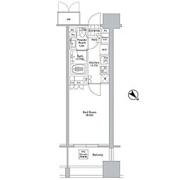 コンフォリア渋谷ＷＥＳＴ 6階1Kの間取り