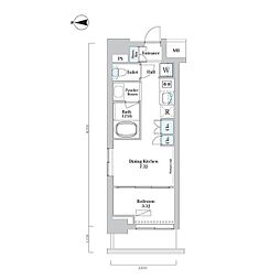 ウエリスアーバン中野坂上 4階1DKの間取り