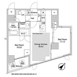 ＢＰＲレジデンス渋谷 8階2DKの間取り