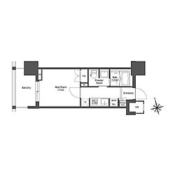 LIBR GRANT 西新宿EAST 7階1Kの間取り