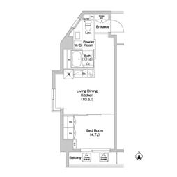 コンフォリア西新宿 6階1LDKの間取り