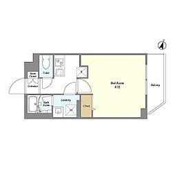 テラスミーレ文京弥生 3階1Kの間取り