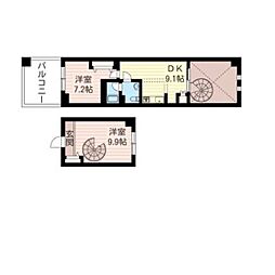 レジデンスシャルマン月島 2DKの間取図画像