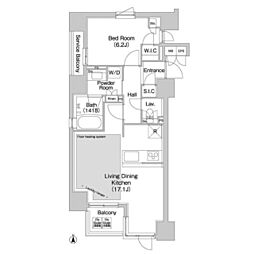コンフォリア赤坂 1LDKの間取図画像