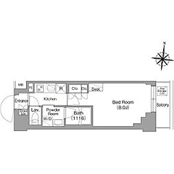 コンフォリア・リヴ大崎 1Kの間取図画像