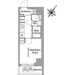 コンフォリア・リヴ横浜阪東橋 1Kの間取図画像