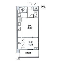 ウィルテラス押上 1LDKの間取図画像