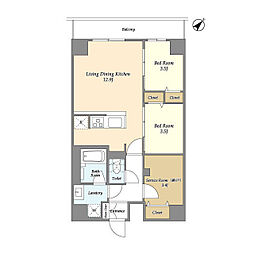 グランカーサ西葛西 2SLDKの間取図画像