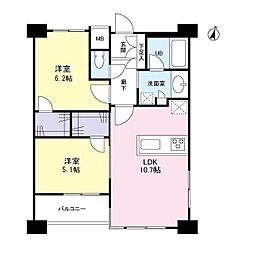 タワービューレジデンス吾妻橋 2LDKの間取図画像