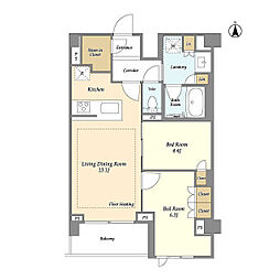 LIBRGRANT四谷三丁目 2LDKの間取図画像