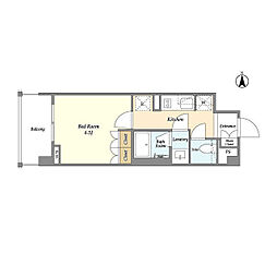 LIBRGRANT四谷三丁目 1Kの間取図画像