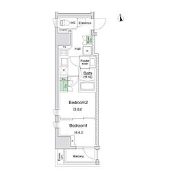 川崎市川崎区東田町マンション 2Kの間取図画像