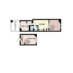レジデンスシャルマン月島 2DKの間取図画像
