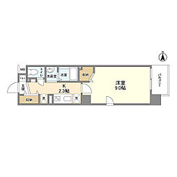 ハーモニア城東 1Kの間取図画像