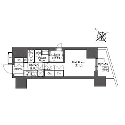COMFORIA東大井1 1Kの間取図画像