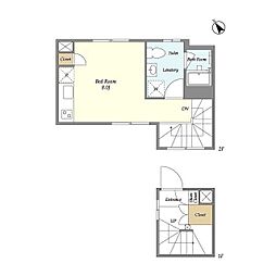 TAKANAWACUBEEast ワンルームの間取図画像