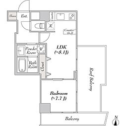 LUMIECOHYAMA 1LDKの間取図画像