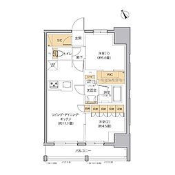 リビオメゾン田端 2LDKの間取図画像