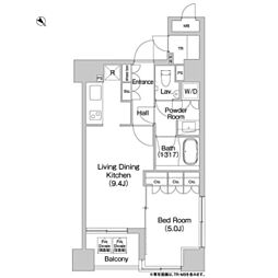 コンフォリア日本橋人形町ノース 1LDKの間取図画像