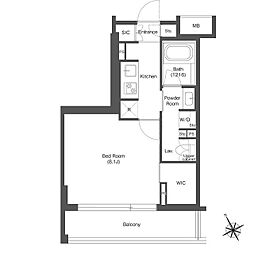 BPRレジデンス本八幡 1Kの間取図画像
