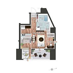 デュオフラッツ池尻大橋ノリス 2LDKの間取図画像