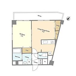 リテラス町屋 1LDKの間取図画像