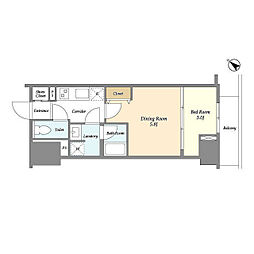 COMFORIA要町 1DKの間取図画像