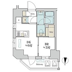 Brillia ist 清澄庭園 1DKの間取図画像