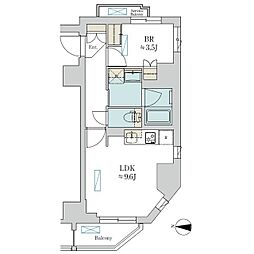 Brillia ist 清澄庭園 1LDKの間取図画像
