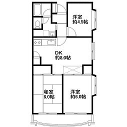 ブランハイツ長津田 3DKの間取図画像