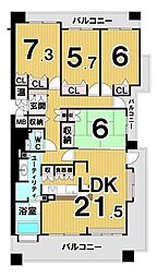 パシフィック西6条プライム 4LDKの間取図画像