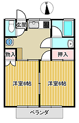 ヒルサイド見和No.2 2DKの間取図画像