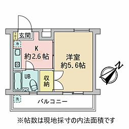 マリーナハウス横浜2番館 1Kの間取図画像