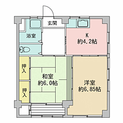 高輪第一コーポ 2Kの間取図画像