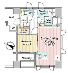 インプレスト赤坂 1LDKの間取図画像