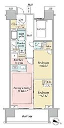 プラウド神田 2LDKの間取図画像