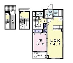 リヴェールヴィラI 3階1LDKの間取り