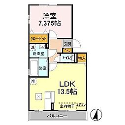 レスペート柏の葉 1階1LDKの間取り