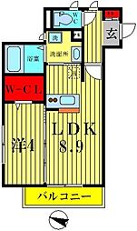 クレイドル 1階1LDKの間取り