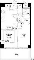 八潮PARK SQUARE 5階1LDKの間取り