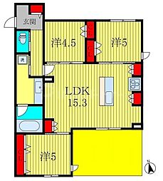 プランドール南流山 3LDKの間取図画像