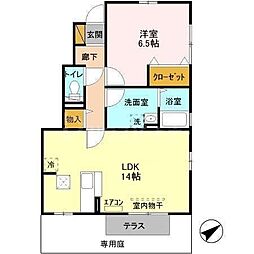 フェルミエ 1階1LDKの間取り