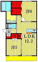 ファミーユI 2階2LDKの間取り