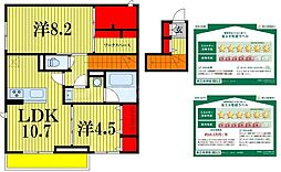 JR常磐線 柏駅 徒歩23分の賃貸アパート 2階2LDKの間取り