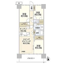 AQUA　SUITE 12階3LDKの間取り