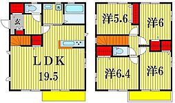 流山市膝丸戸建貸家A棟 2階4LDKの間取り