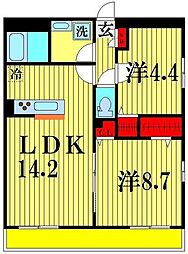 リブリ・OGW流山 3階2LDKの間取り