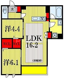 Victoire南流山 2LDKの間取図画像